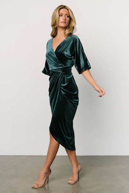 Brendyn Ruched Velvet Dress | Jade - Baltic Born