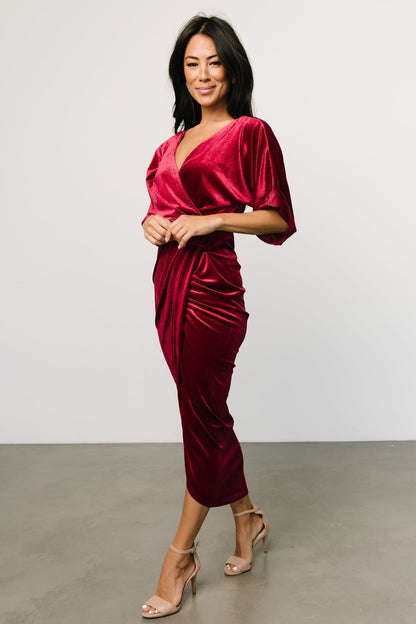 Brendyn Ruched Velvet Dress | Wine - Baltic Born