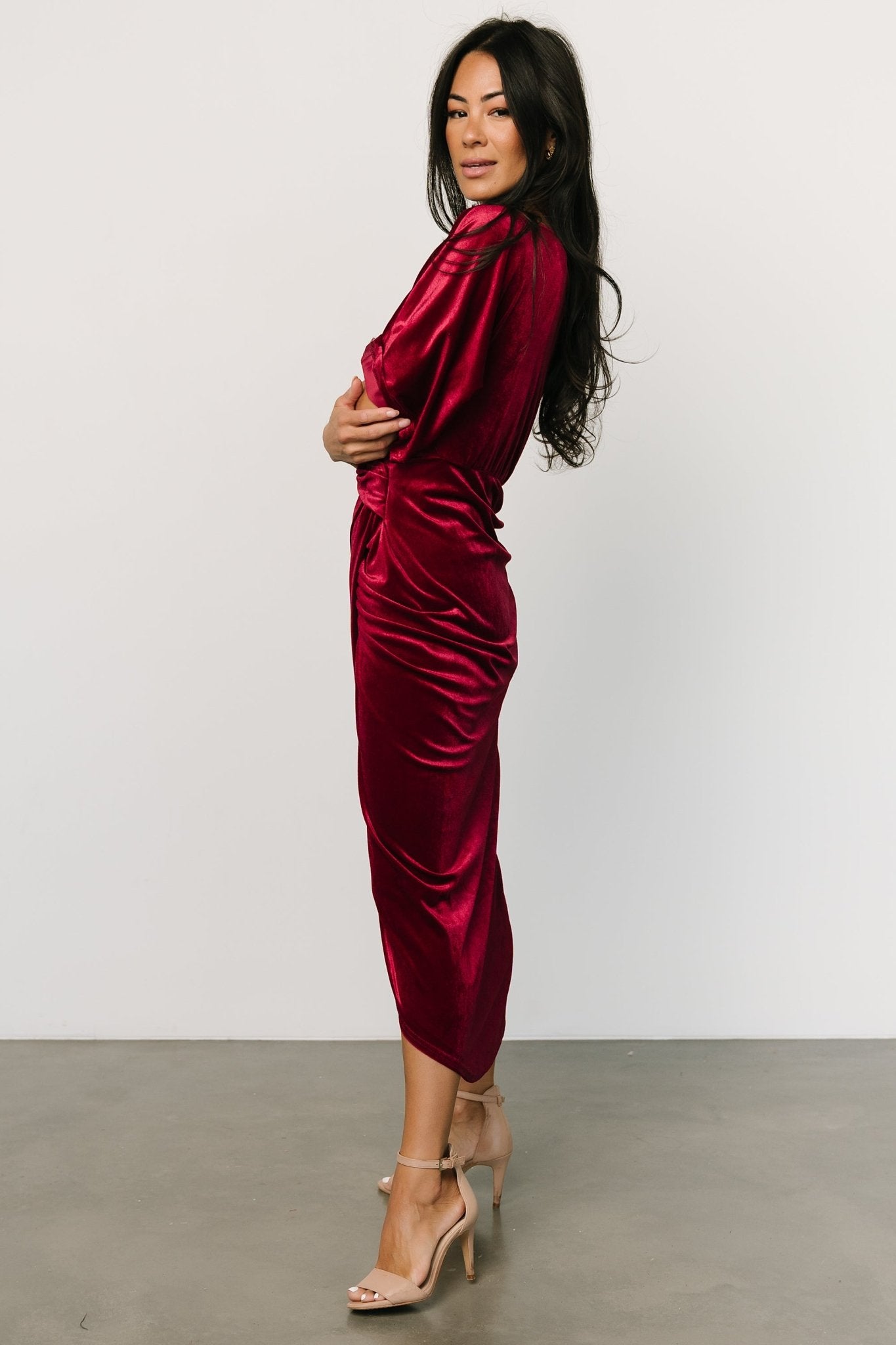 Brendyn Ruched Velvet Dress | Wine - Baltic Born