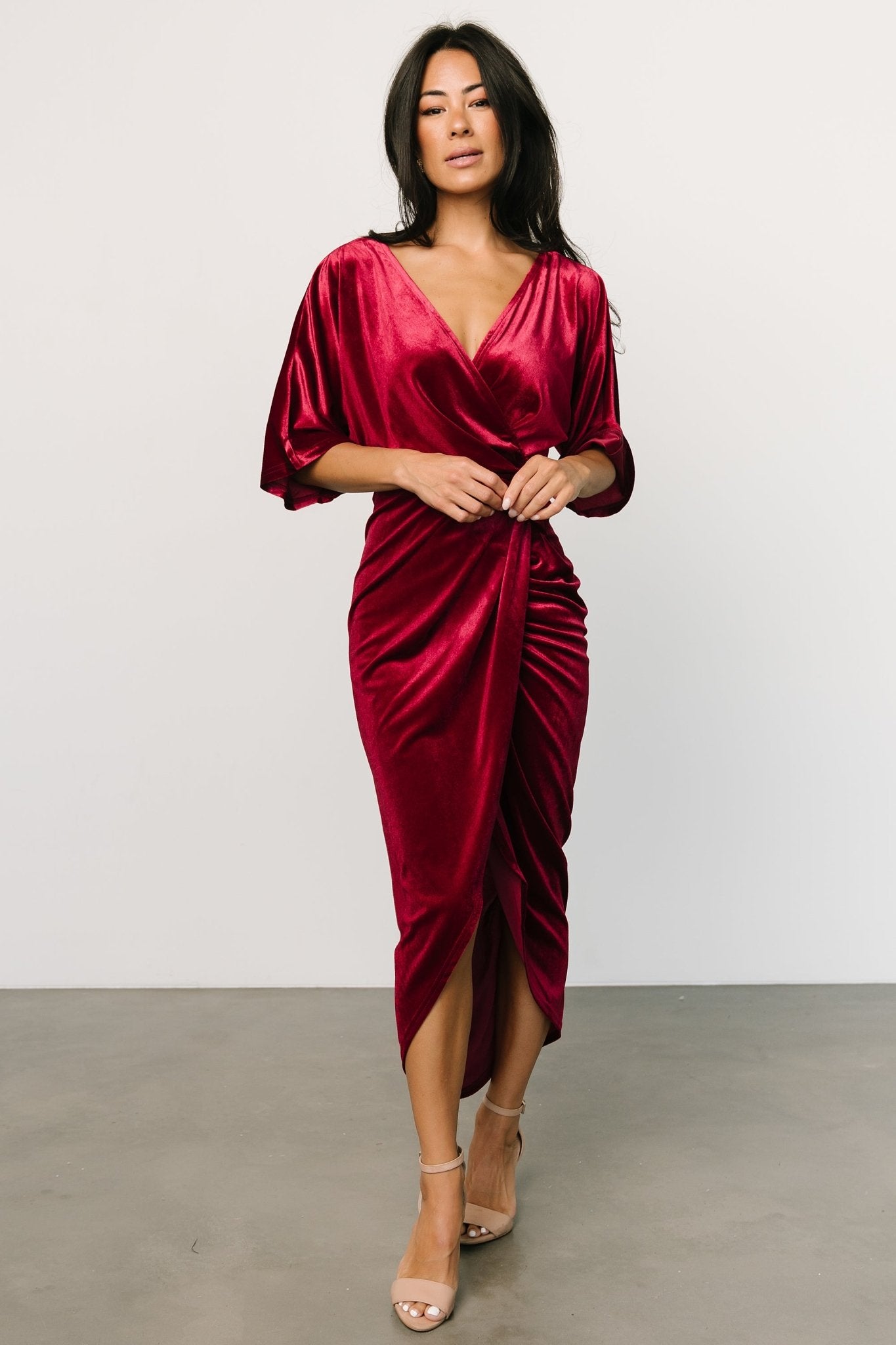 Brendyn Ruched Velvet Dress | Wine - Baltic Born