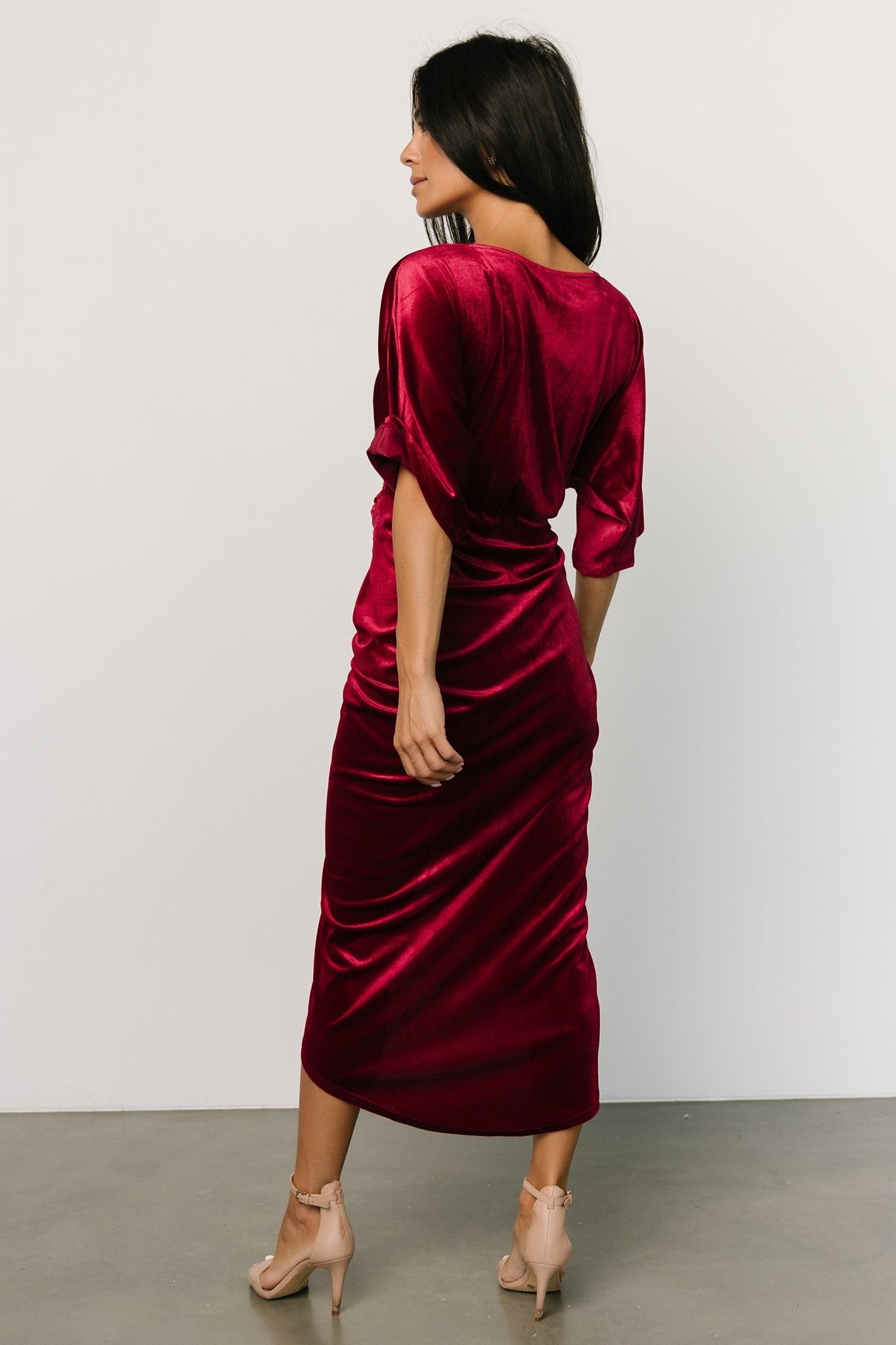 Brendyn Ruched Velvet Dress | Wine - Baltic Born