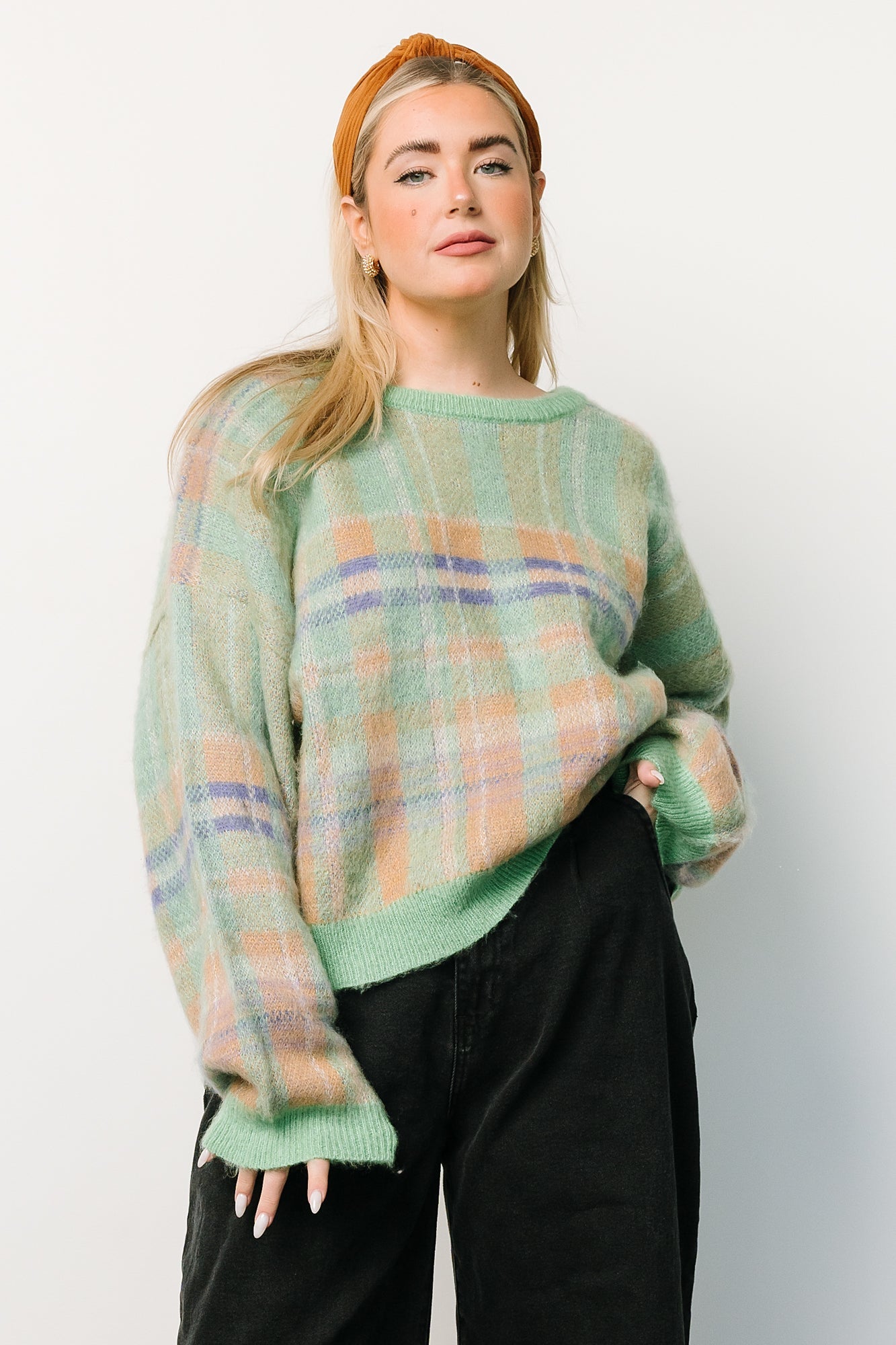 Brentridge Plaid Sweater | Green Multi - Baltic Born