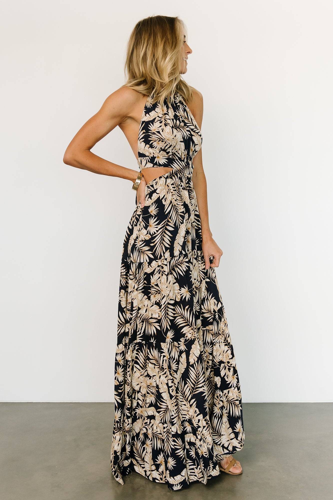 Brett Halter Maxi Dress | Navy Print - Baltic Born