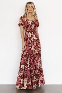 Britney Tiered Maxi Dress | Ivory Multi Floral | Baltic Born