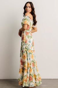 Britney Tiered Maxi Dress | Ivory Multi Floral | Baltic Born