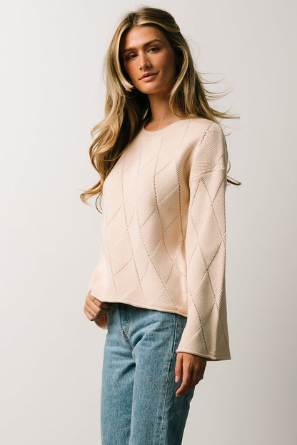 Britta Diamond Knit Sweater | Beige - Baltic Born