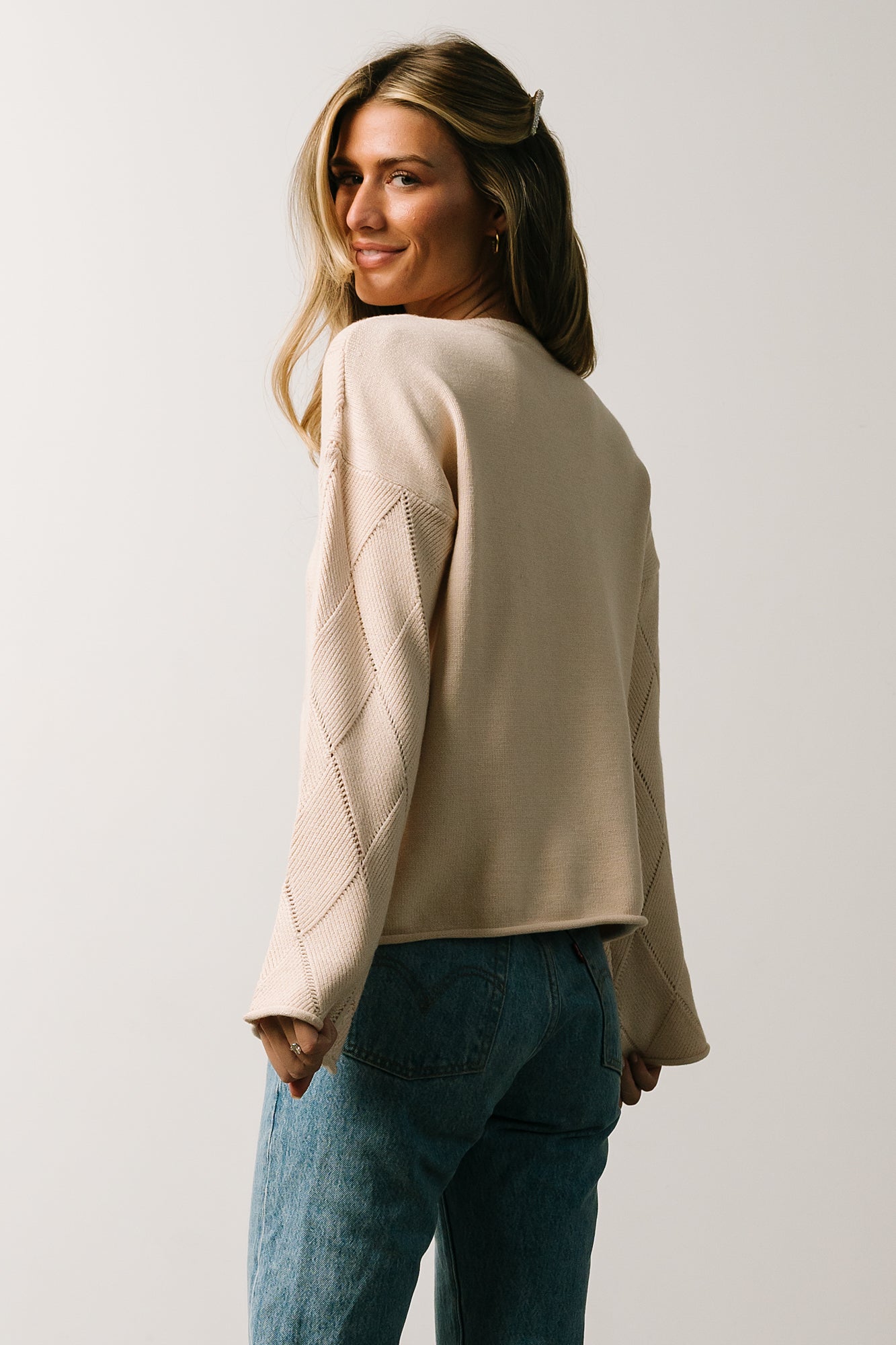 Britta Diamond Knit Sweater | Beige - Baltic Born