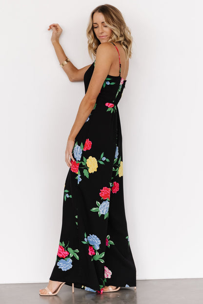 Brooklyn Wide Leg Jumpsuit | Black Floral - Baltic Born