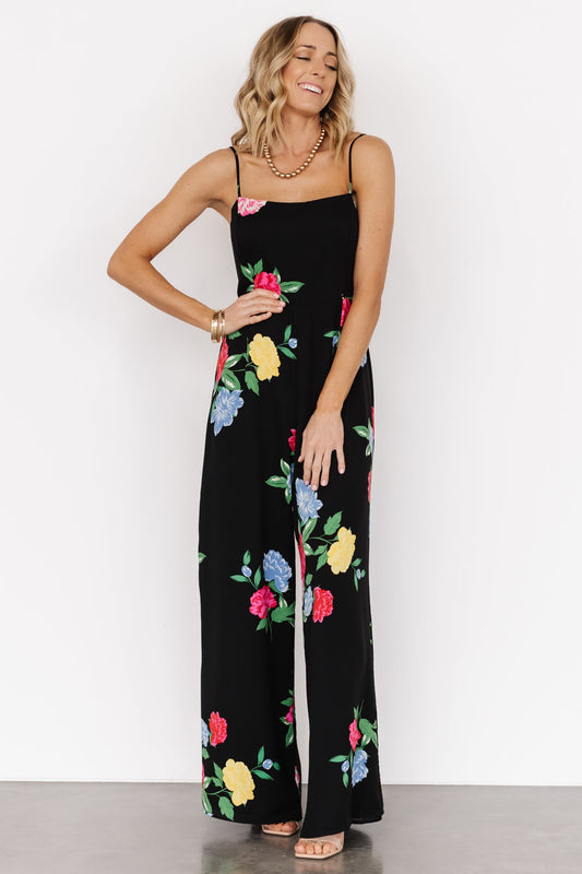 Brooklyn Wide Leg Jumpsuit | Black Floral - Baltic Born