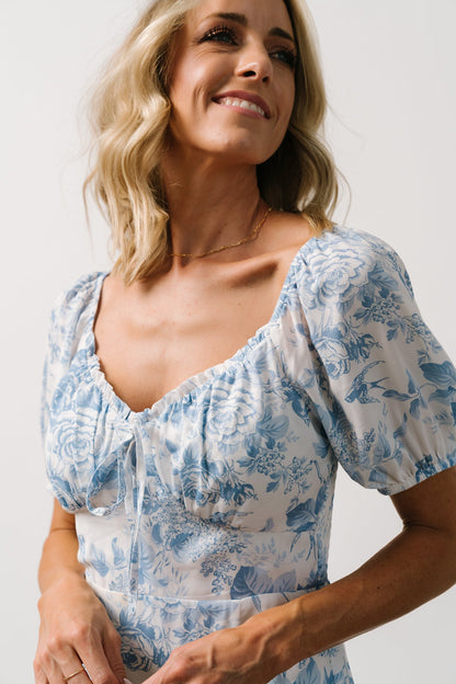 Cadence Midi Dress | Blue Floral - Baltic Born