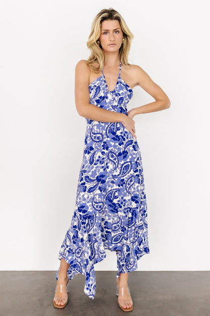 Camila Halter Maxi Dress | Blue + Ivory - Baltic Born