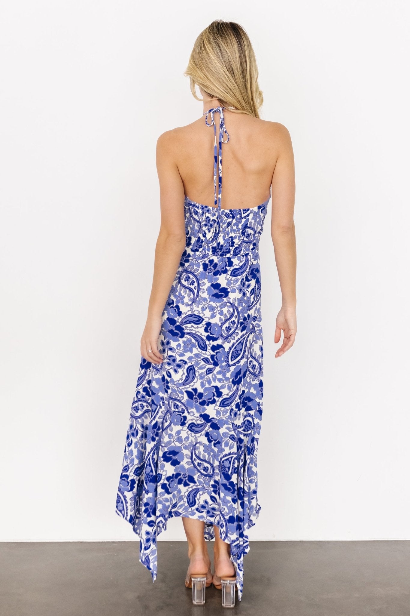 Camila Halter Maxi Dress | Blue + Ivory - Baltic Born