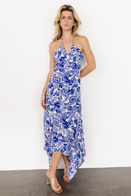 Camila Halter Maxi Dress | Blue + Ivory - Baltic Born