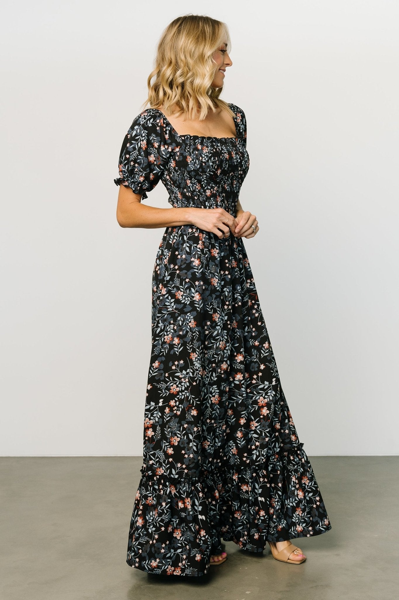 Capri Smocked Maxi Dress | Midnight Floral - Baltic Born