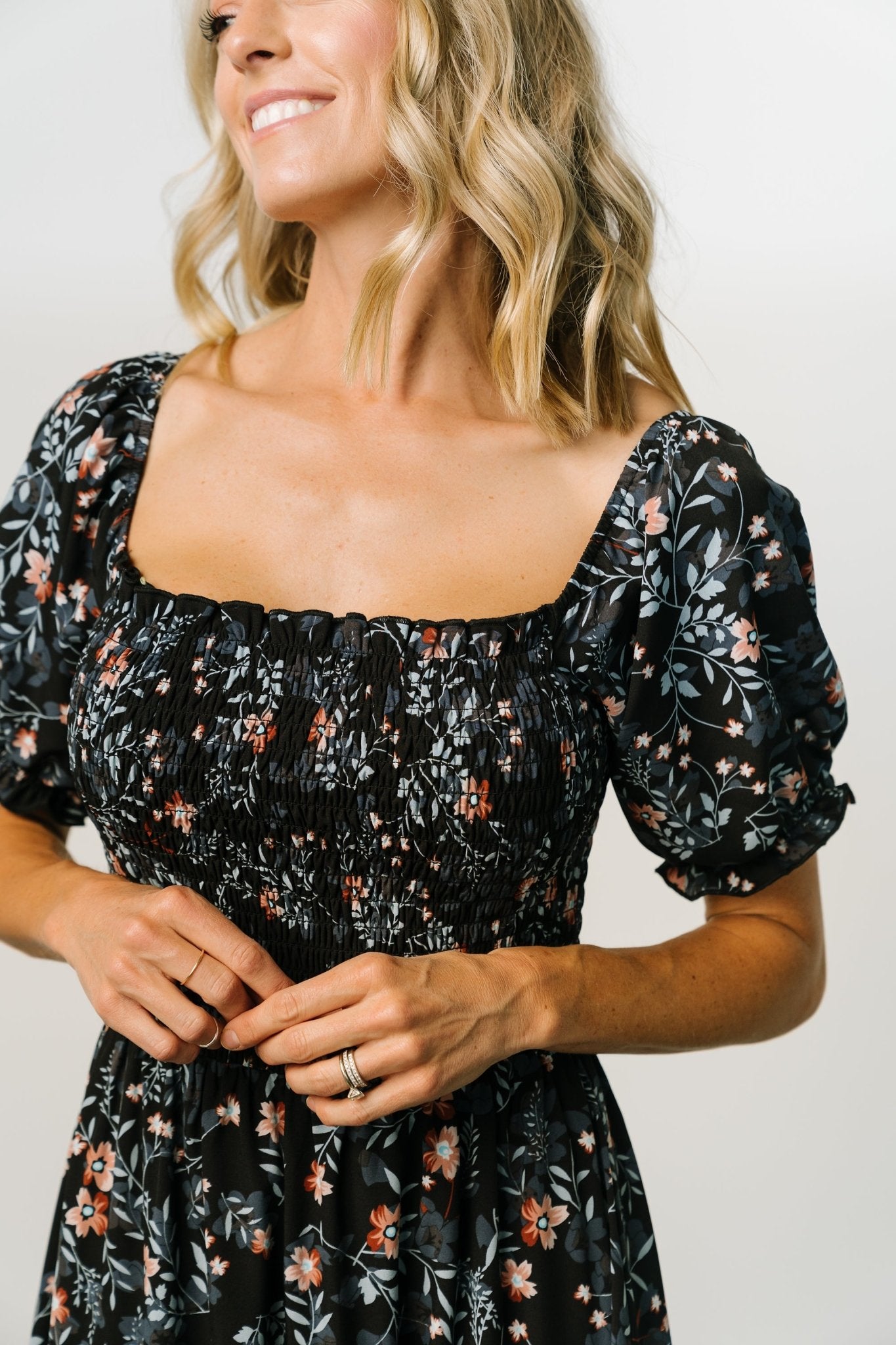 Capri Smocked Maxi Dress | Midnight Floral - Baltic Born