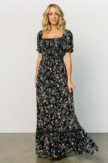 Capri Smocked Maxi Dress | Midnight Floral - Baltic Born