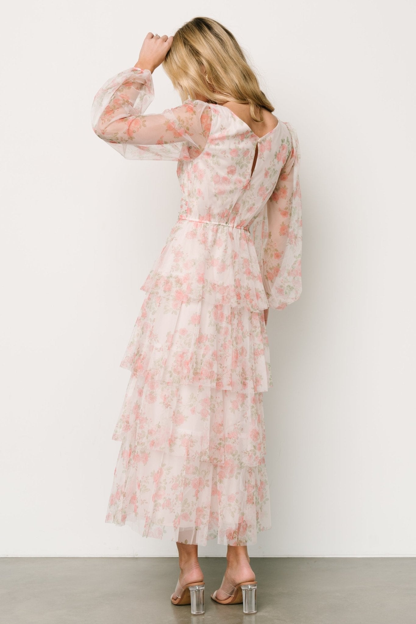 Carolina Tulle Tiered Maxi Dress | Blush Floral - Baltic Born