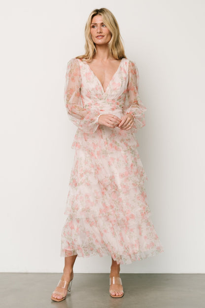 Carolina Tulle Tiered Maxi Dress | Blush Floral - Baltic Born