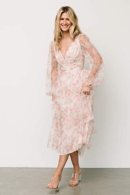 Carolina Tulle Tiered Maxi Dress | Blush Floral - Baltic Born