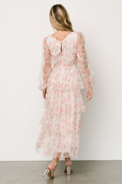 Carolina Tulle Tiered Maxi Dress | Blush Floral - Baltic Born