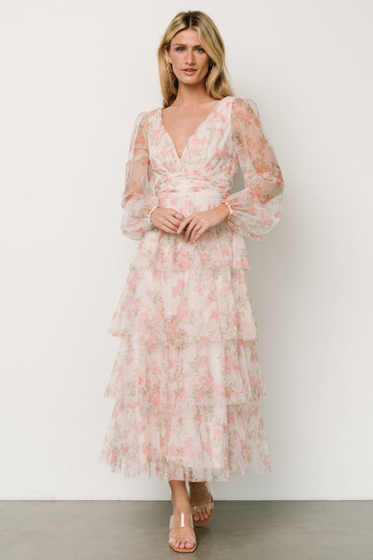 Carolina Tulle Tiered Maxi Dress | Blush Floral - Baltic Born