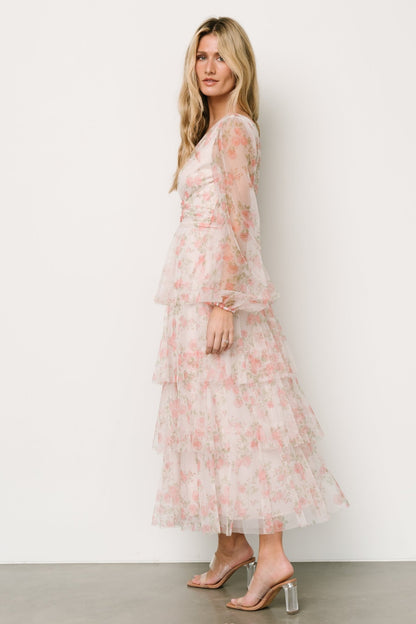 Carolina Tulle Tiered Maxi Dress | Blush Floral - Baltic Born