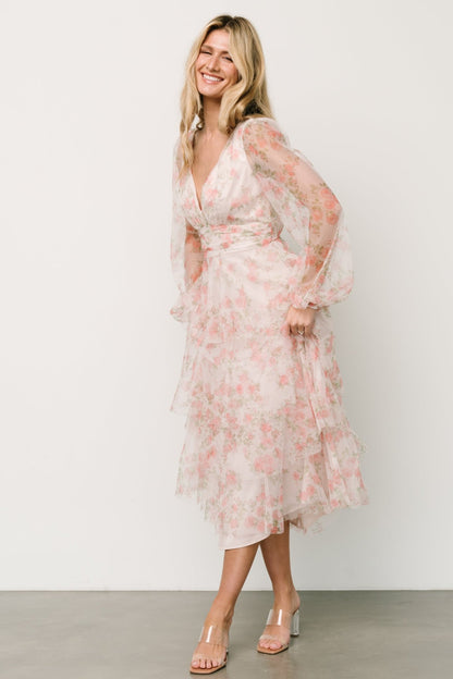 Carolina Tulle Tiered Maxi Dress | Blush Floral - Baltic Born