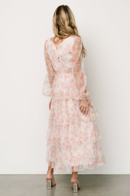 Carolina Tulle Tiered Maxi Dress | Blush Floral - Baltic Born