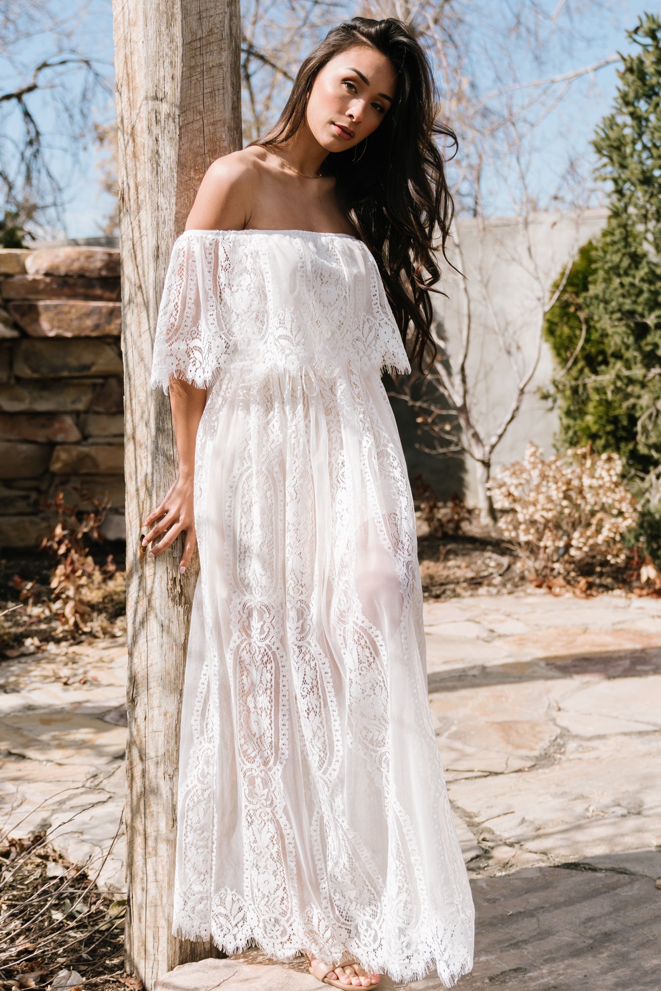 Caroline Lace Maxi Dress | Off White - Baltic Born