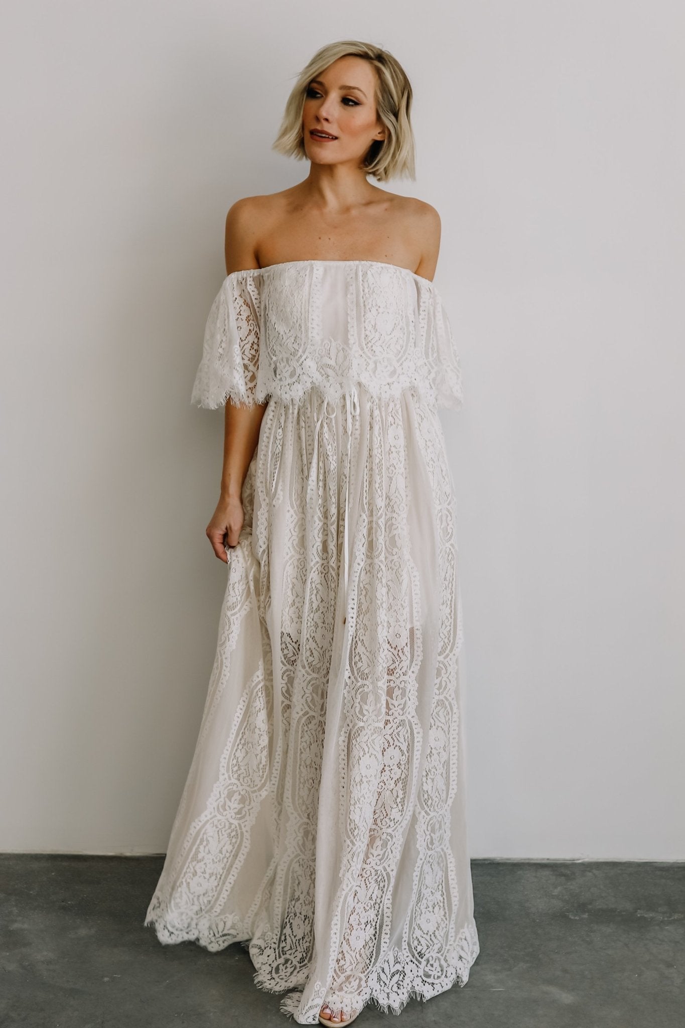Caroline Lace Maxi Dress Off White