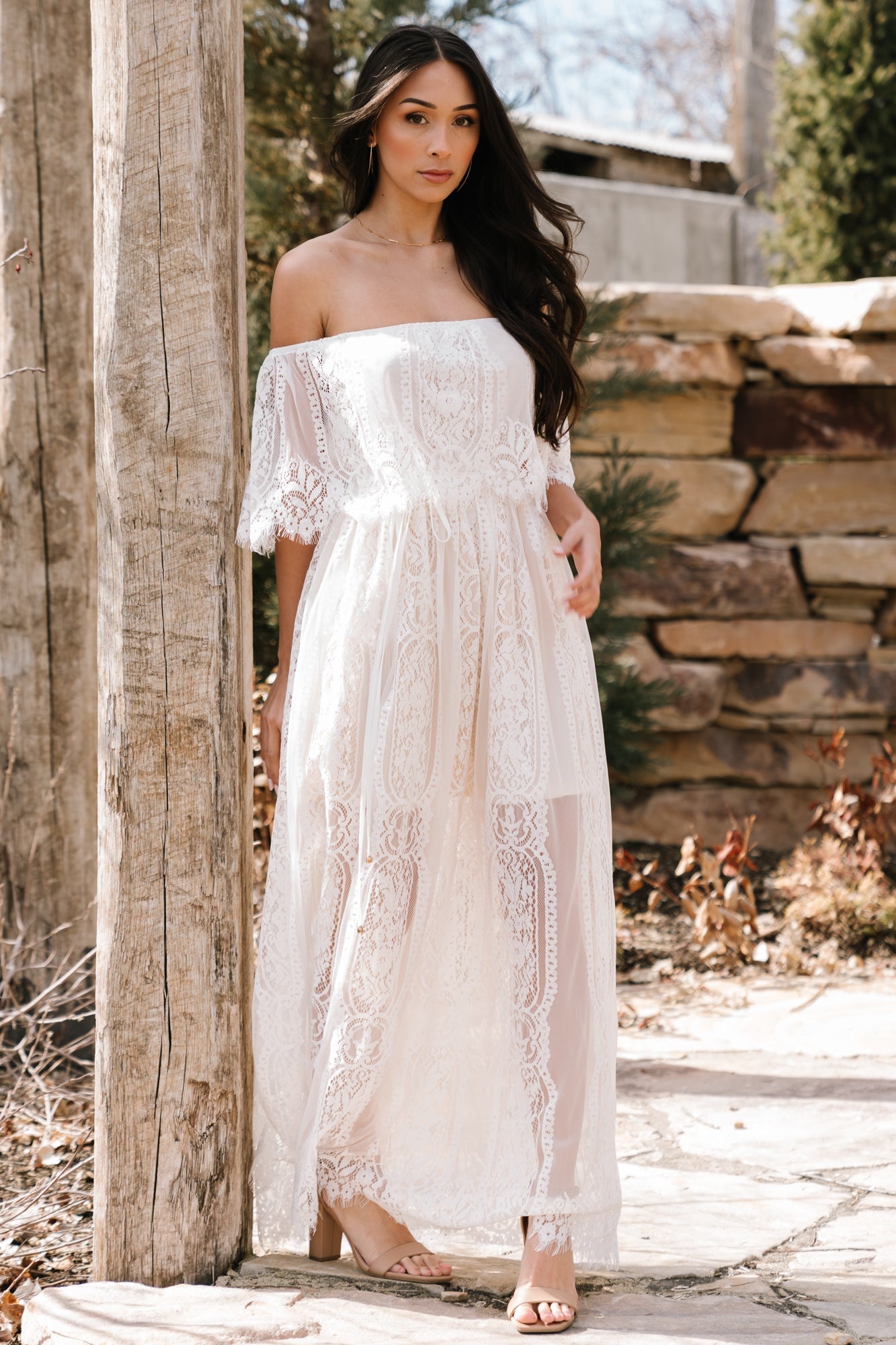 Caroline Lace Maxi Dress | Off White - Baltic Born