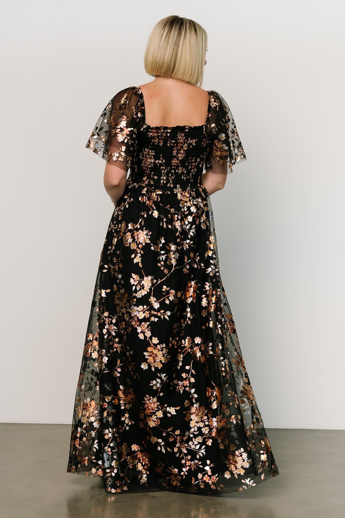 Cassandra Tulle Maxi Dress | Black Blossom - Baltic Born