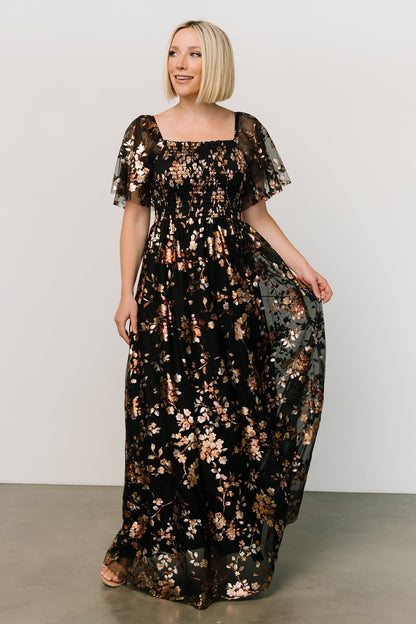 Cassandra Tulle Maxi Dress | Black Blossom - Baltic Born