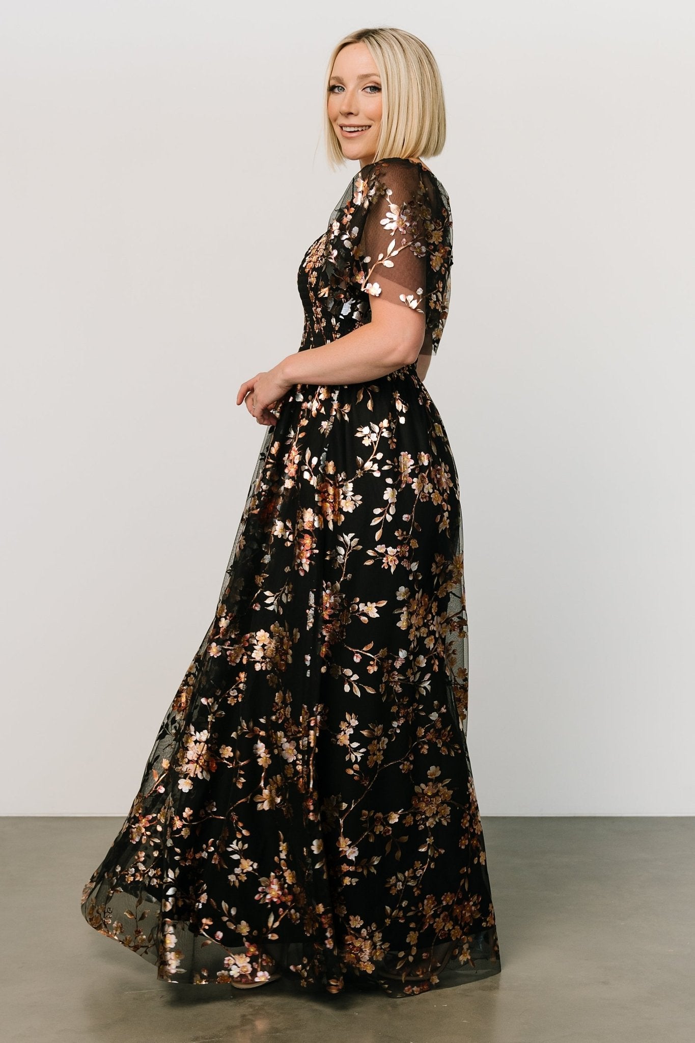 Cassandra Tulle Maxi Dress | Black Blossom - Baltic Born