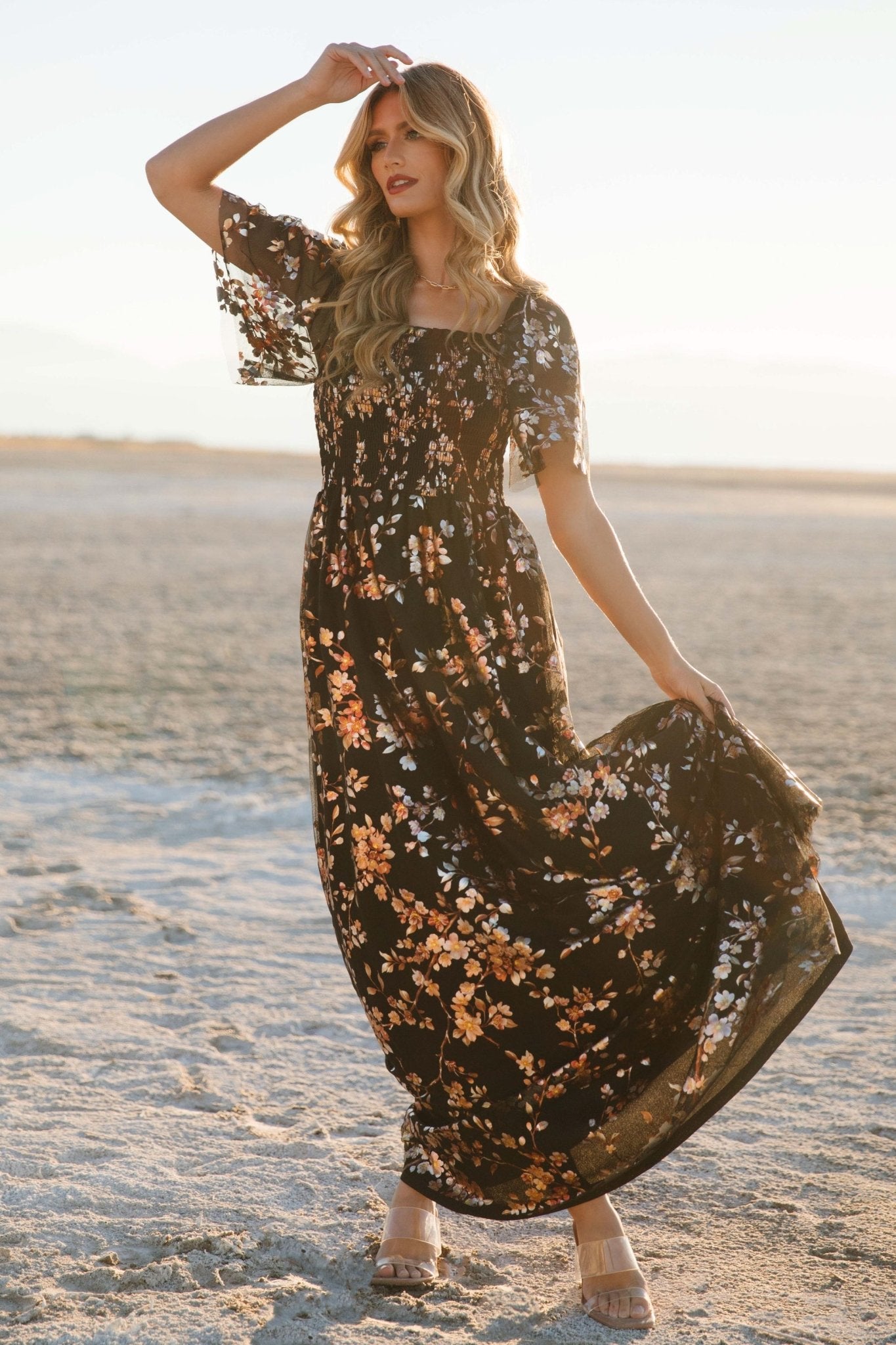 Cassandra Tulle Maxi Dress | Black Blossom - Baltic Born