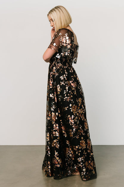 Cassandra Tulle Maxi Dress | Black Blossom - Baltic Born