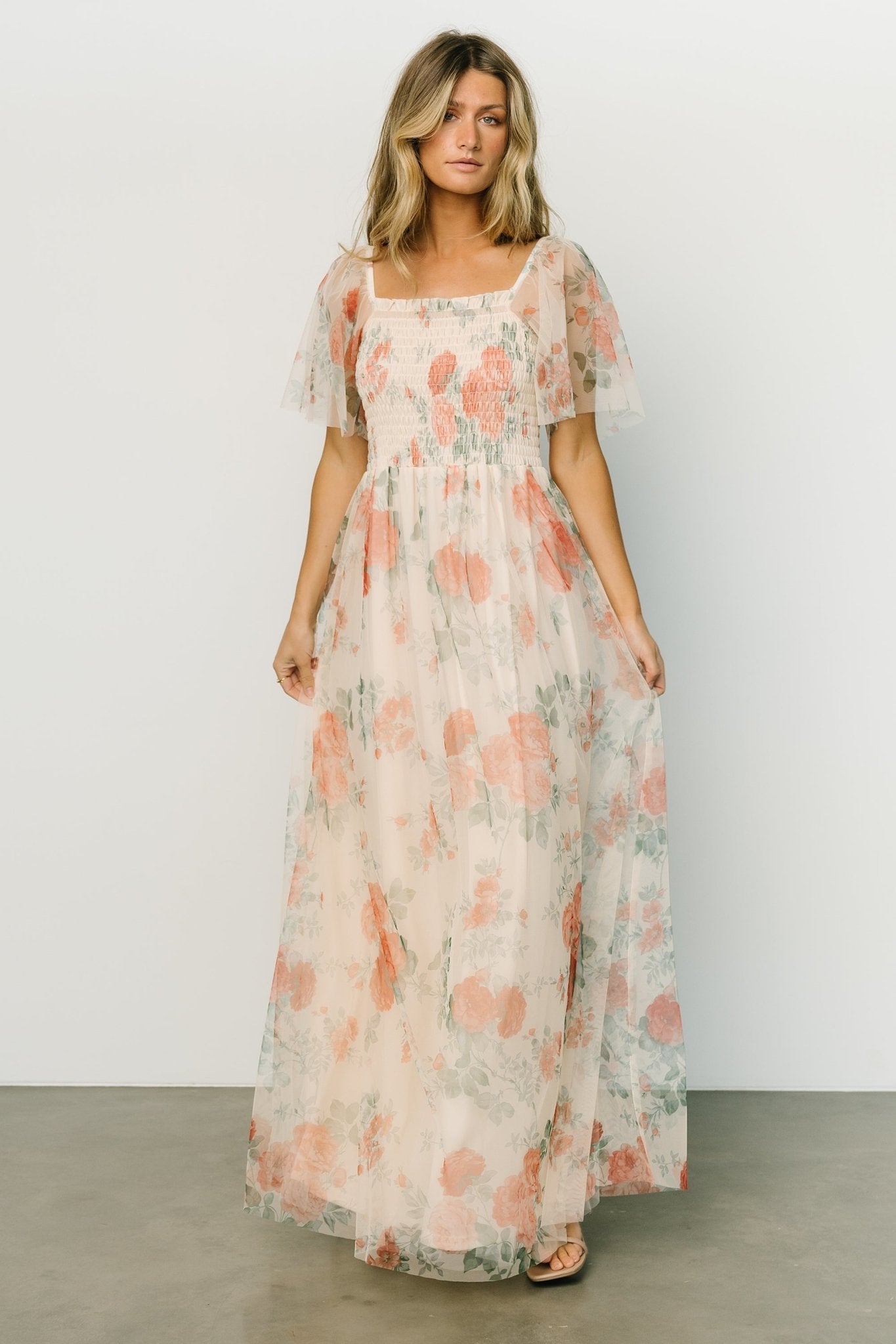 Cassandra Tulle Maxi Dress Buttercream Floral Baltic Born 1526