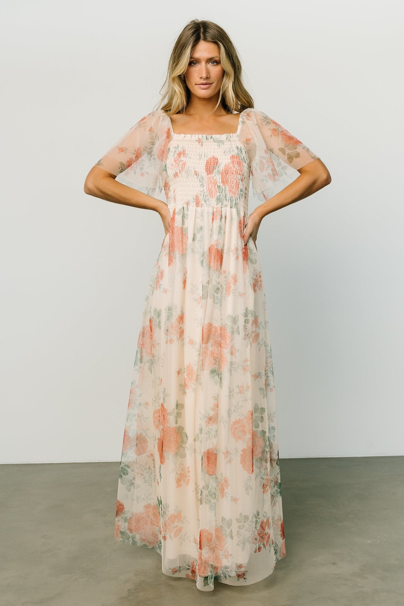 Cassandra Tulle Maxi Dress | Buttercream Floral | Baltic Born