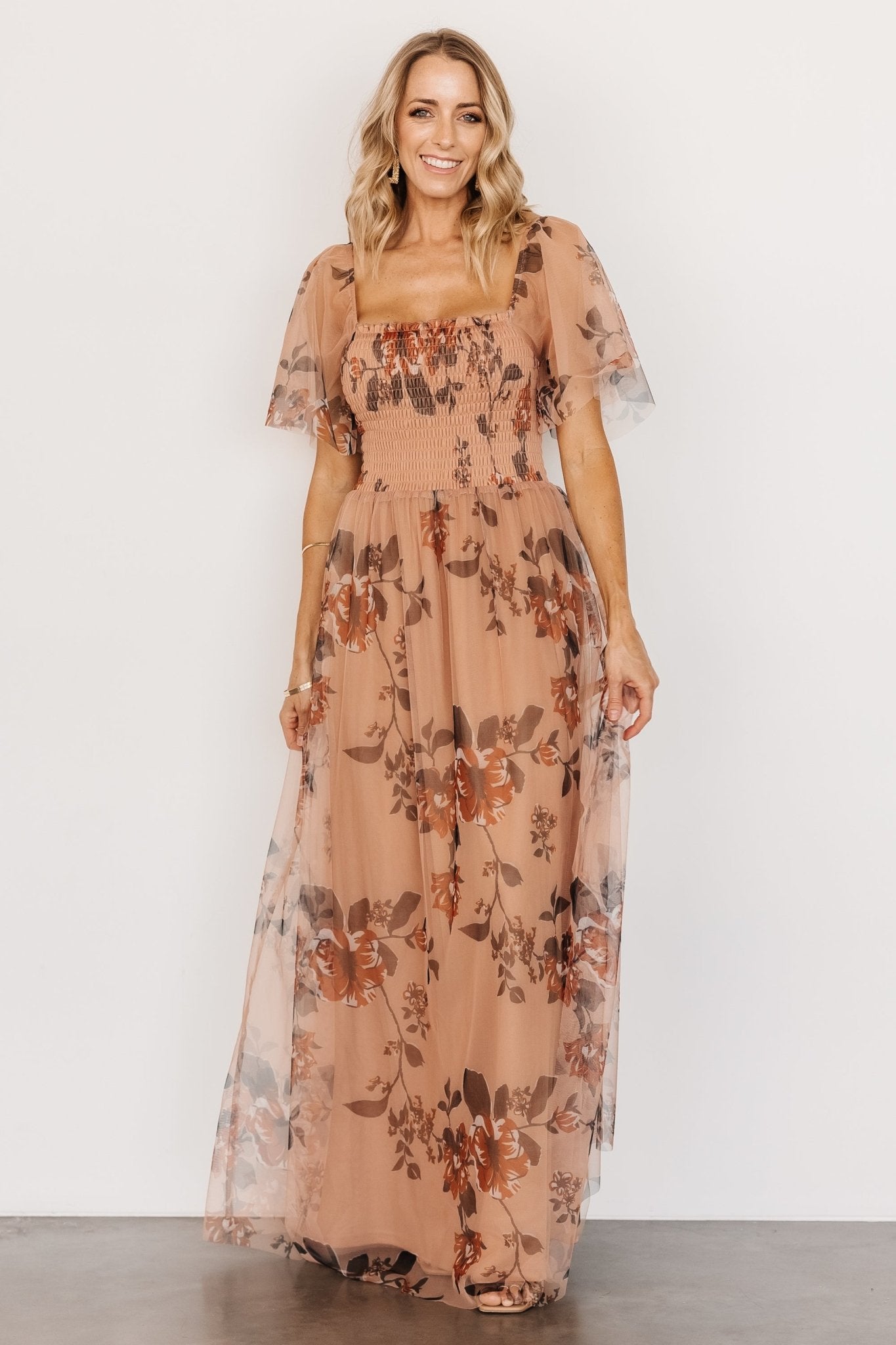 Cassandra Tulle Maxi Dress | Copper Floral - Baltic Born