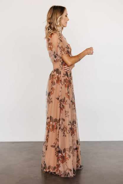 Cassandra Tulle Maxi Dress | Copper Floral - Baltic Born