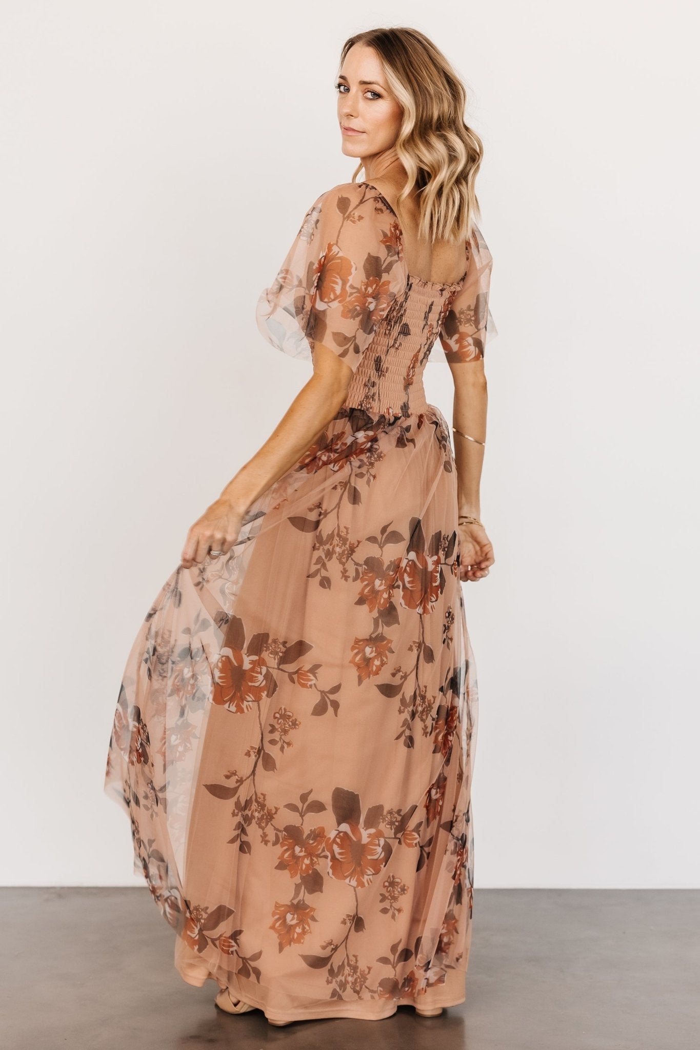 Cassandra Tulle Maxi Dress | Copper Floral - Baltic Born