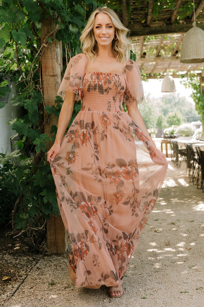 Cassandra Tulle Maxi Dress | Copper Floral - Baltic Born