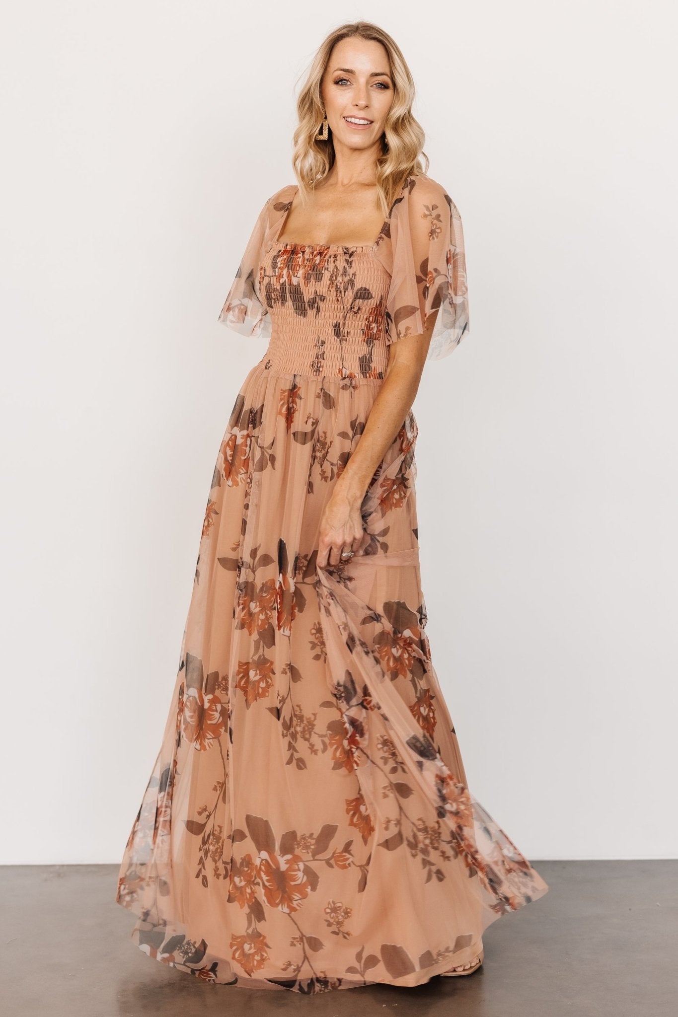 Cassandra Tulle Maxi Dress | Copper Floral - Baltic Born