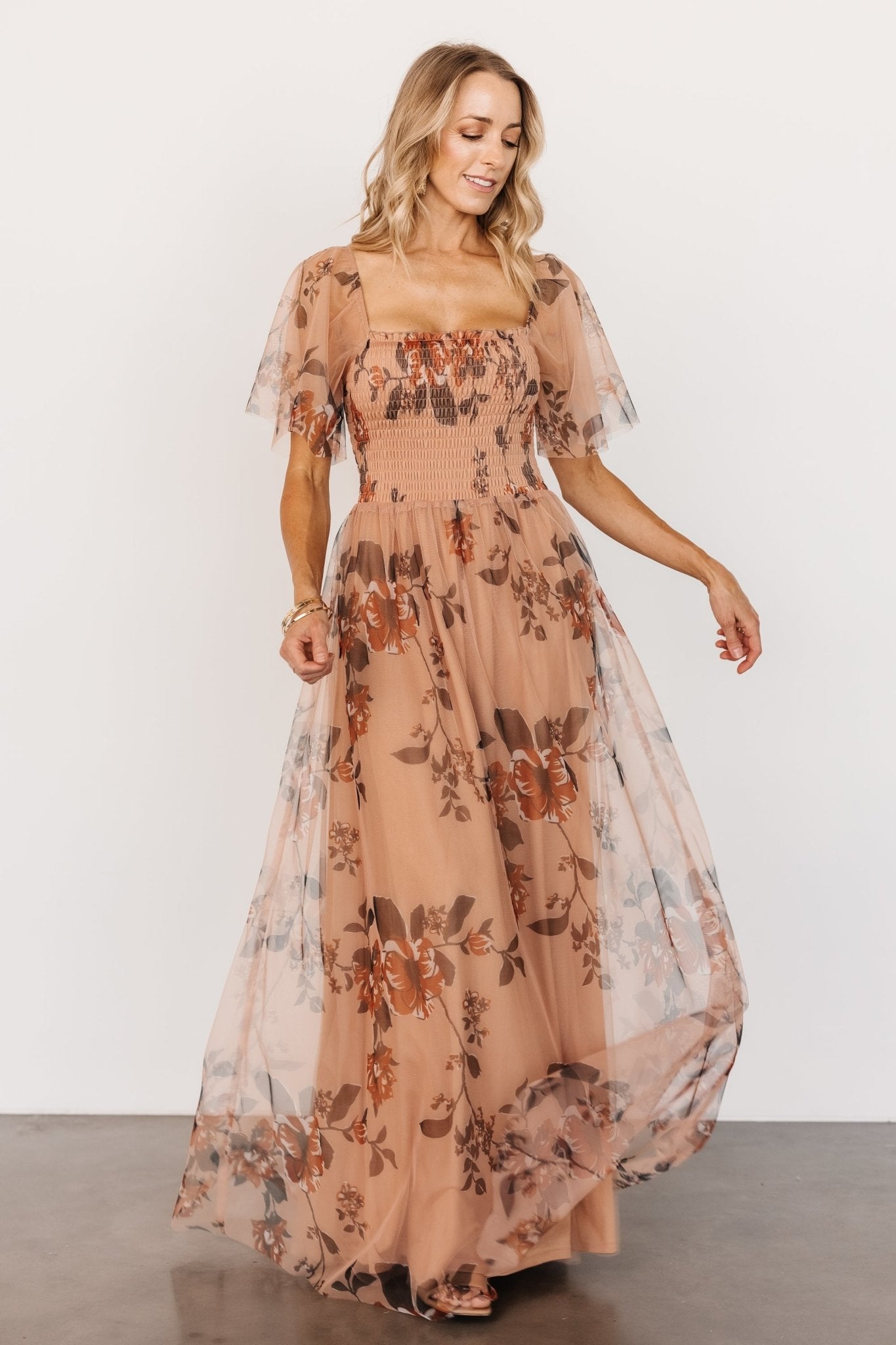 Cassandra Tulle Maxi Dress | Copper Floral - Baltic Born