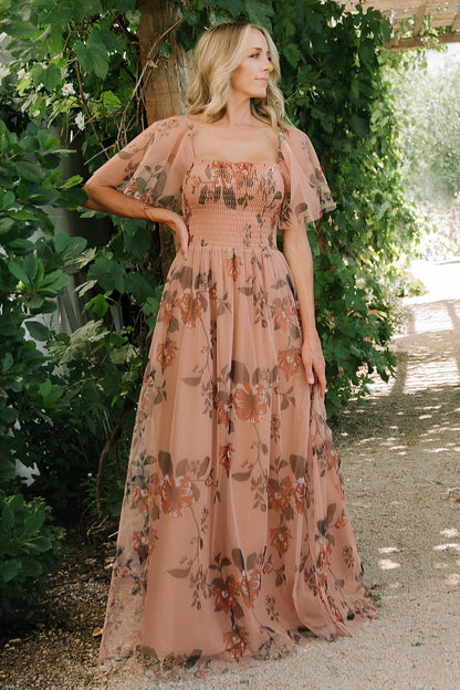 Cassandra Tulle Maxi Dress | Copper Floral - Baltic Born