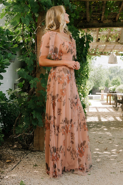 Cassandra Tulle Maxi Dress | Copper Floral - Baltic Born