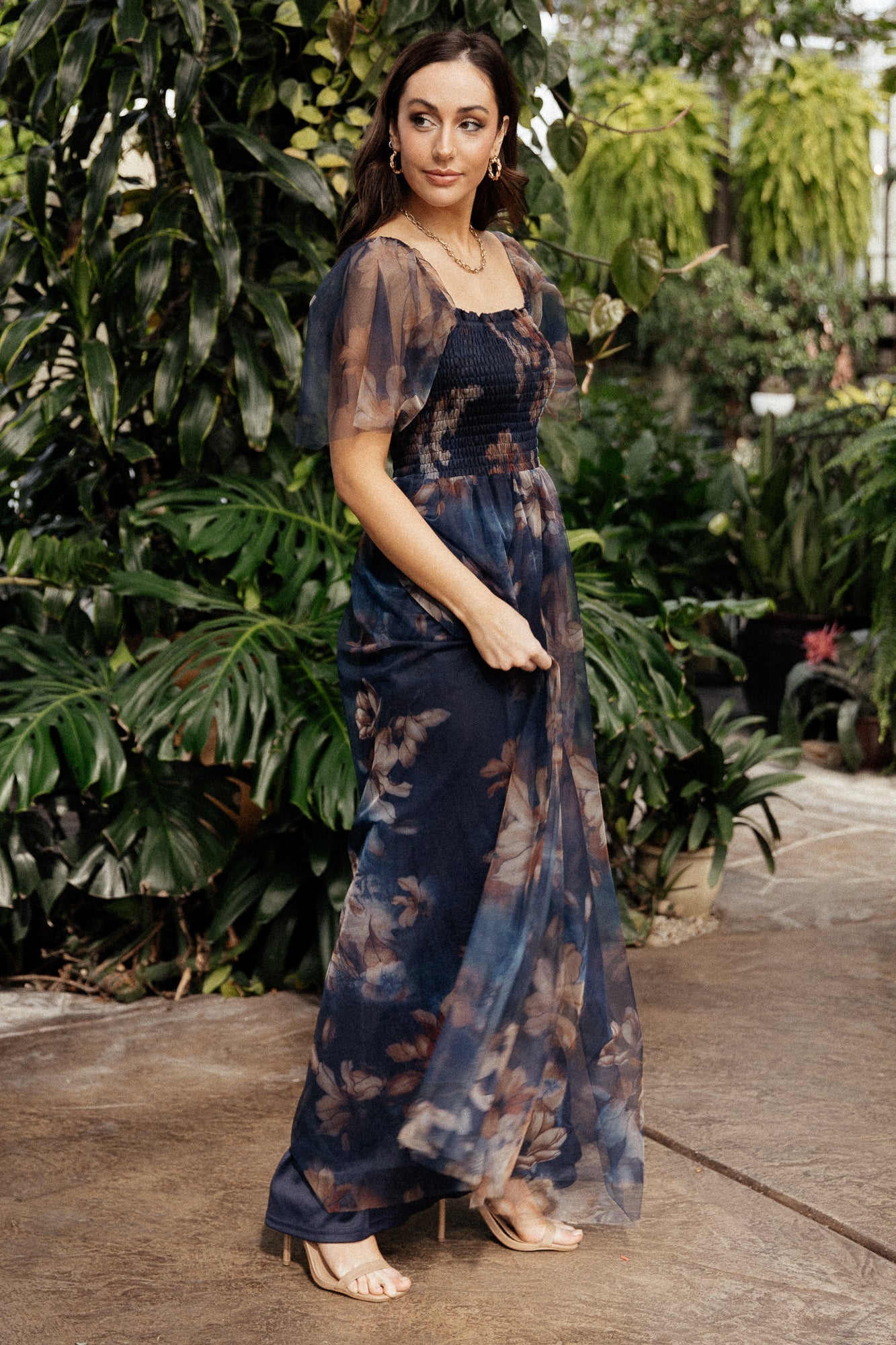 Cassandra Tulle Maxi Dress | Dark Blue Floral - Baltic Born