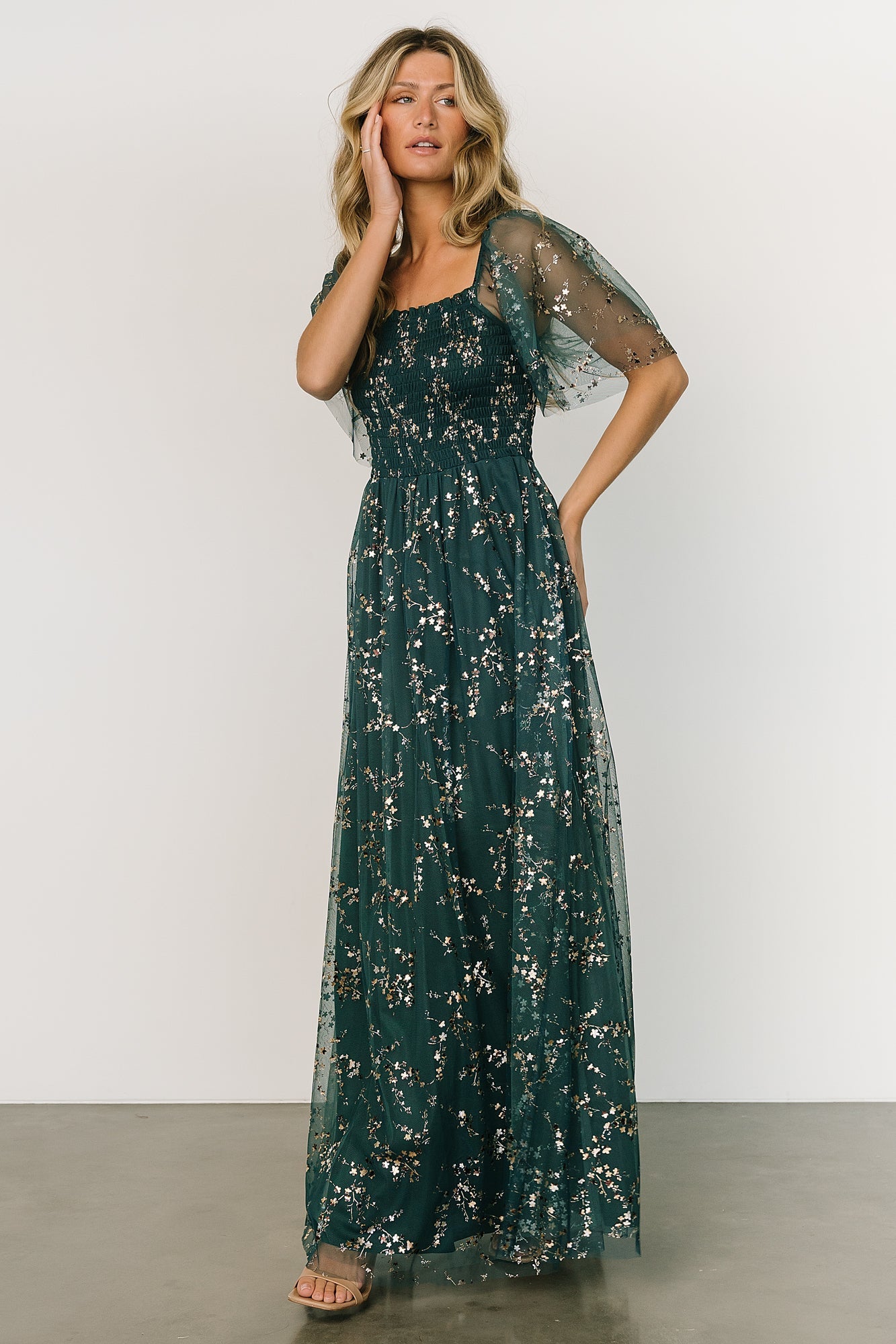 Cassandra Tulle Maxi Dress | Green + Gold - Baltic Born