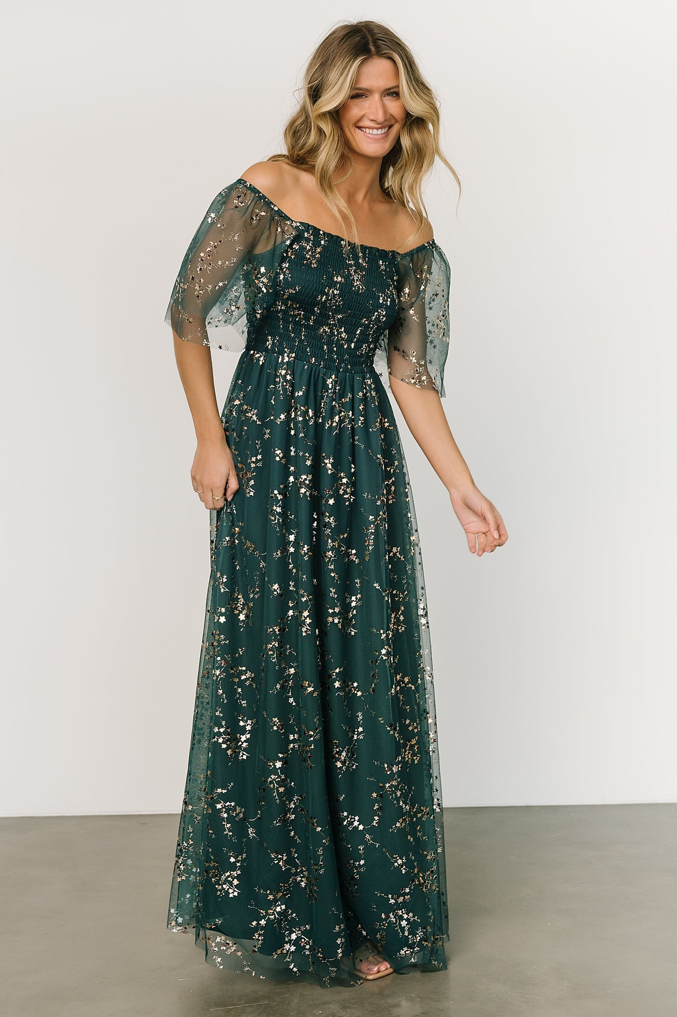 4612151 Multi Colour Floral Tulle Maxi Dress