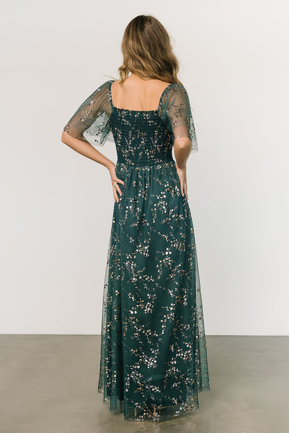 Cassandra Tulle Maxi Dress | Green + Gold - Baltic Born